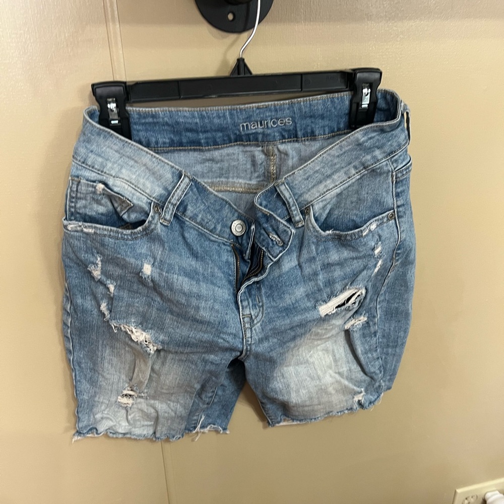 Maurices Light Blue Ripped Jean Shorts